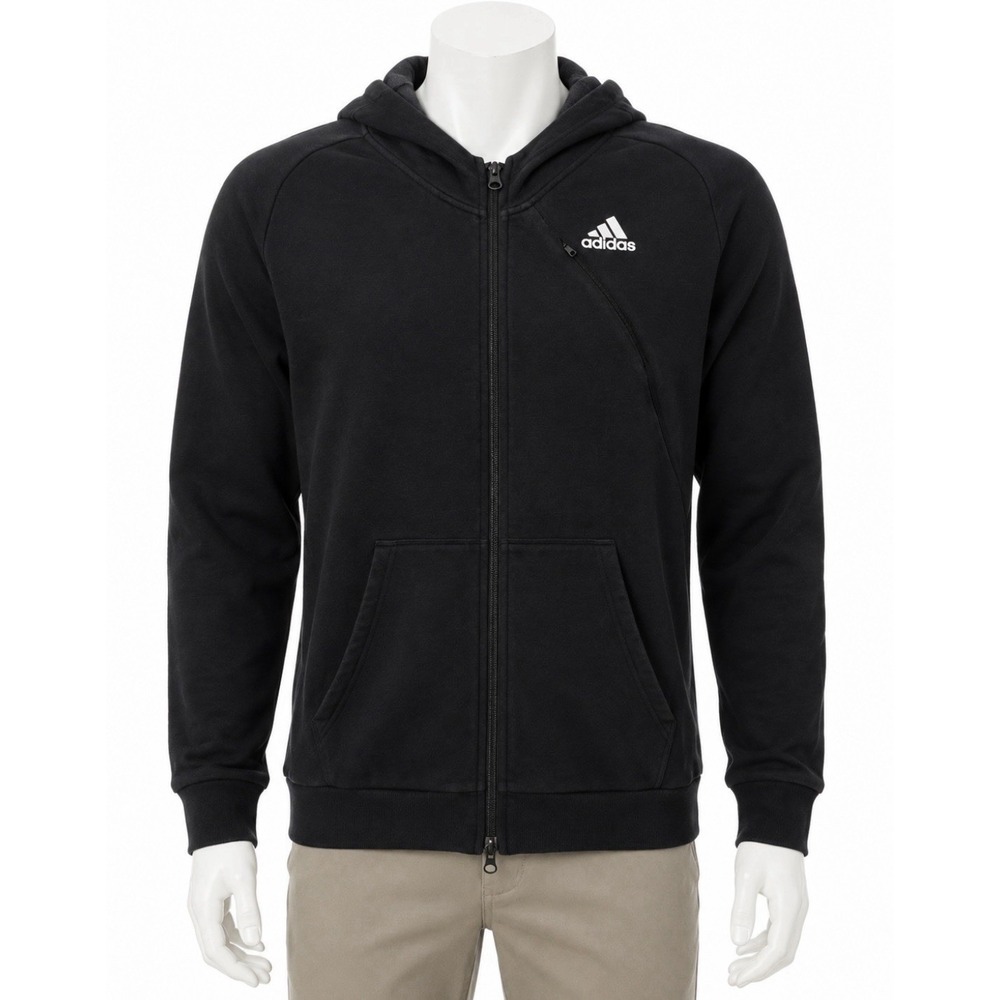 ADIDAS Men's Hoodie Sweatshirt Jacket Black XL XLarge Long Sleeve Full Zip